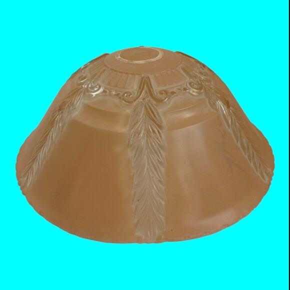 Vintage Pink Peach Ceiling Light Fixture Cover Frosted Ruffled Shade 10-1/4” - Picture 4 of 8